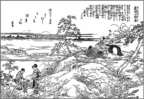 『江戸名所図会』道灌山聴蟲 (どうかんやまむしきき)