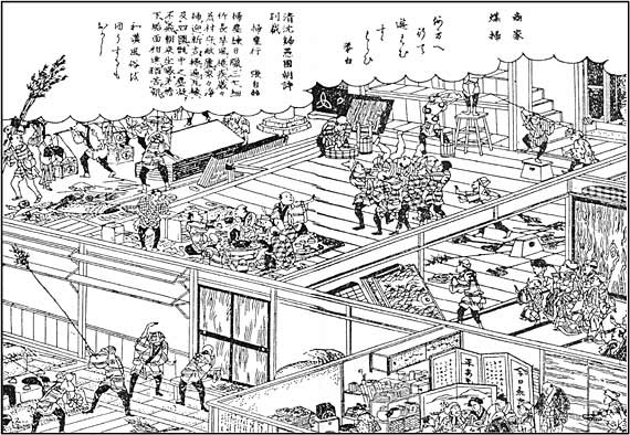 『東都歳事記』商家煤掃 (しょうかすすはらい)