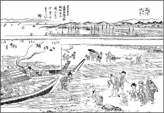 『江戸名所図会』 品川汐干(しながわしおひ) 汐干=潮干