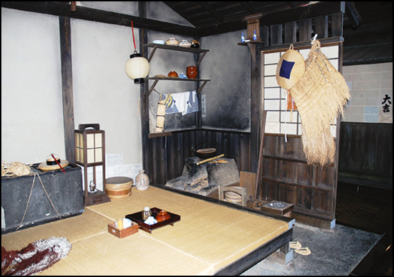 長屋の様子(深川江戸資料館)『江戸の台所』(人文社)より転載