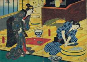 『十二月の内　卯月初時鳥』豊国　安政元年(1854)出版