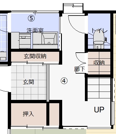 After：玄関収納は多目的な収納に。廊下にも動線を考えた収納を。